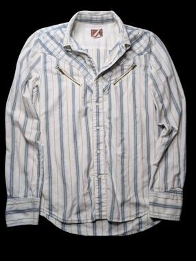Vintage Red Western Pearl Snap Button Up Zip Pocket Men Size M Y2K